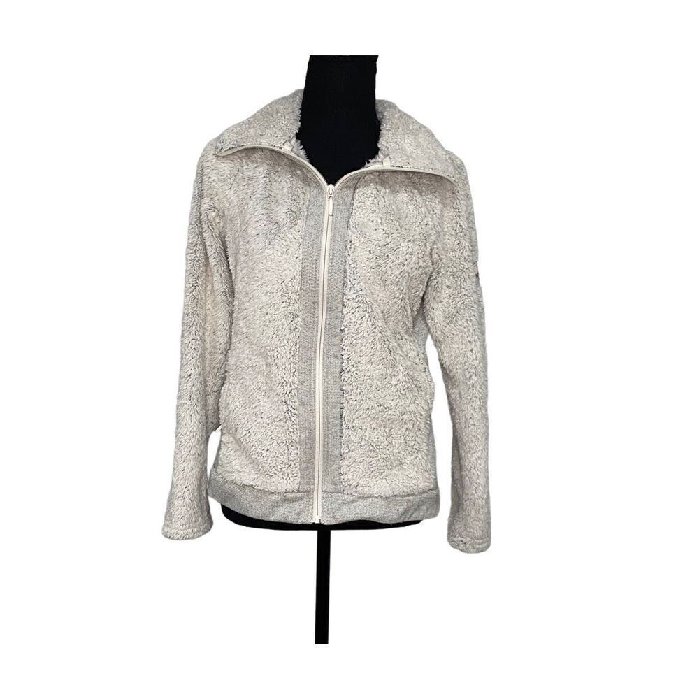 Women’s North Face Off White/Gray Faux Fur Full Zip Fleece Jacket